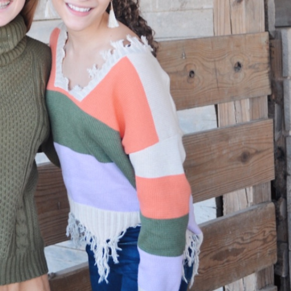 Diva Dolls Colorblock distressed sweater